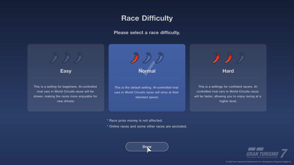 Gran Turismo™ 7 Race Difficulty