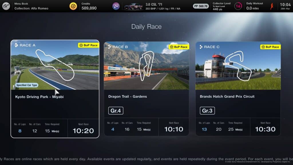 Your guide to Gran Turismo 7's Daily Races, w/c 28th March: Let's Do the BoP
