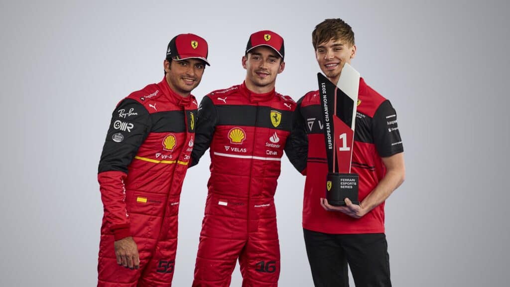 Carlos Sainz, Kamil Pawlowski, Charles Leclerc, Ferrari Esports Series