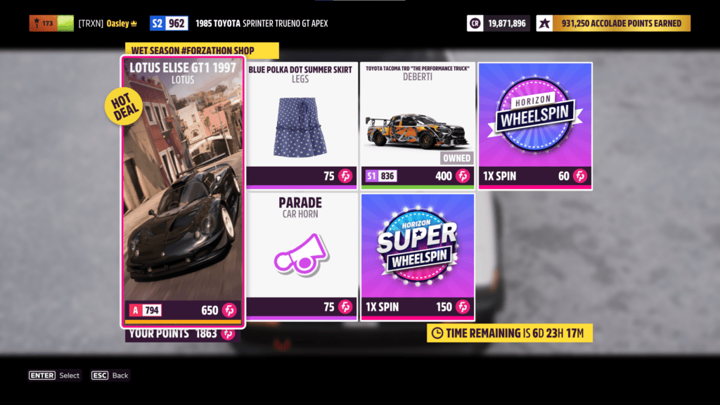 SERIES 5 WET SEASON #FORZATHON SHOP HIGHLIGHTS