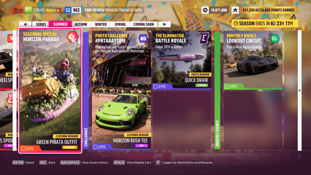 Your guide to Forza Horizon 5's Series 6 Summer Festival Playlist