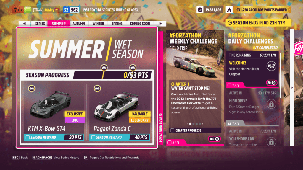 Forza Horizon 5 Series 5 Summer Season Rewards