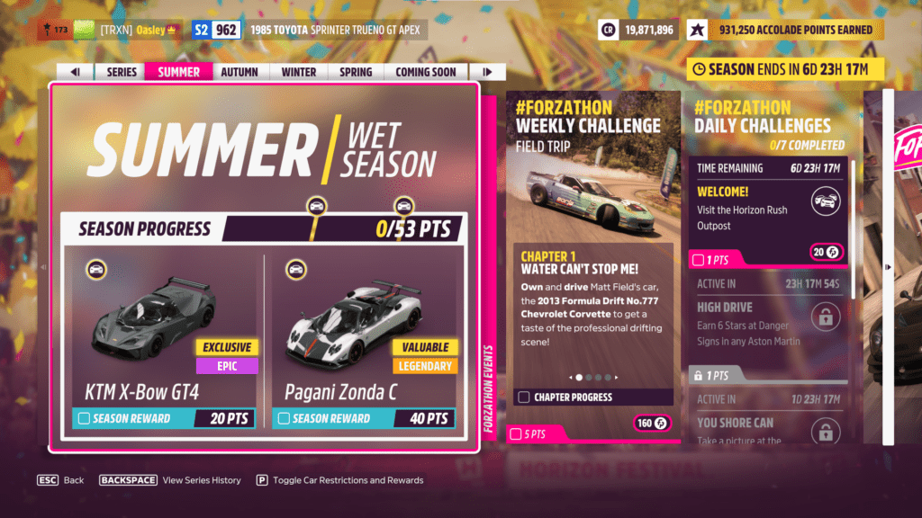 Your guide to Forza Horizon 5's Series 6 Summer Festival Playlist