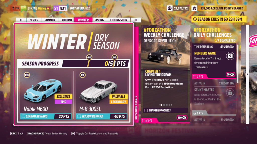 Forza Horizon 5 Festival Playlist Winter Dry Season Rewards
