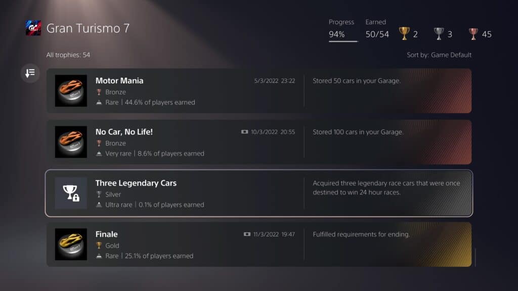 How to obtain Gran Turismo 7's Three Legendary Cars Trophy