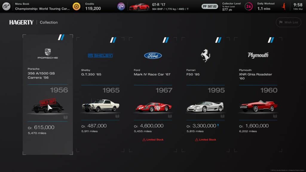 Gran Turismo - There's some legendary cars to choose from