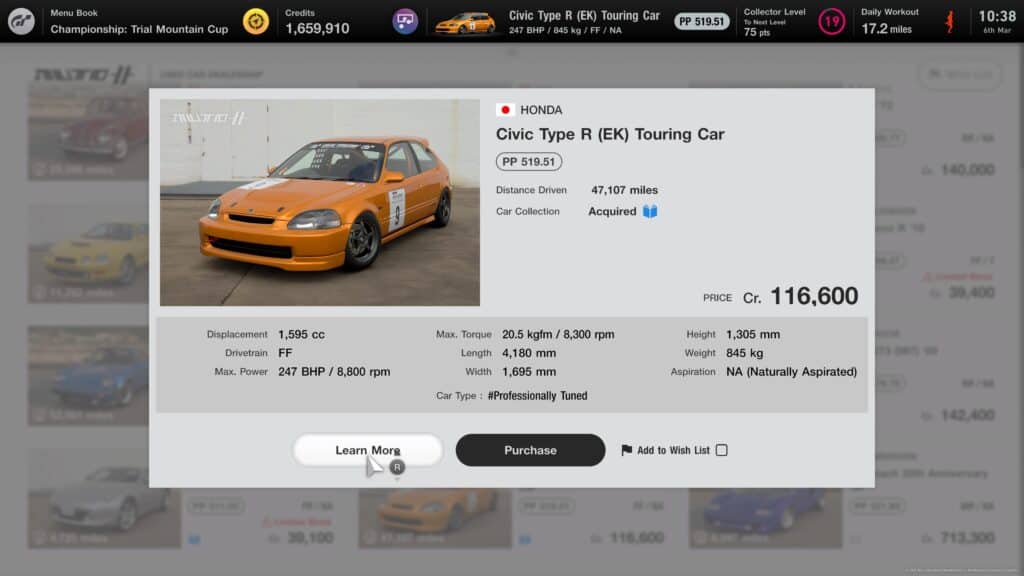 Gran Turismo 7 Honda Civic EK7 Touring Car, Used Car Dealership Pavilion