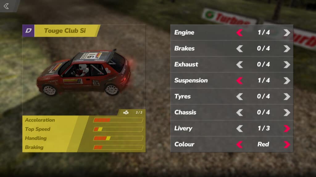 Rush Rally Origins car upgrades