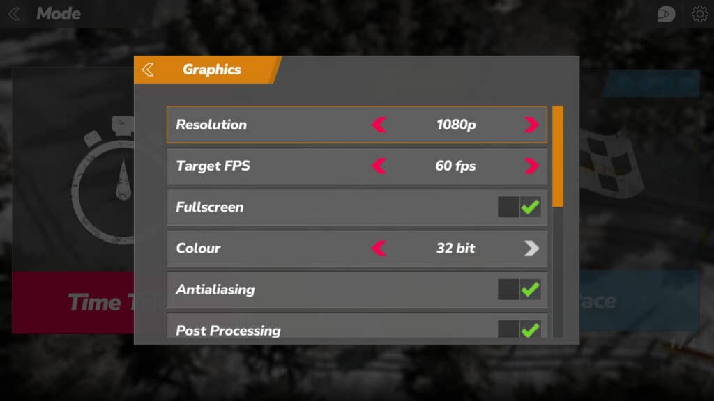 Rush Rally Origins graphics settings