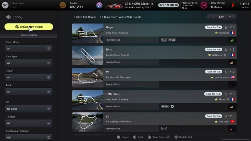 Gran Turismo 7 lobby