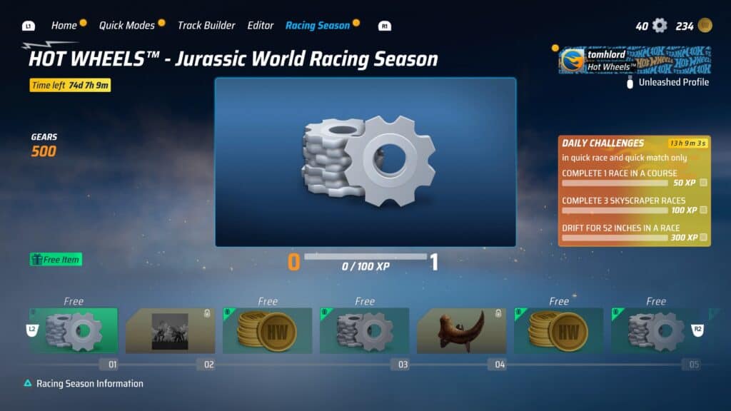 Hot Wheels Unleashed Jurassic racing season 
