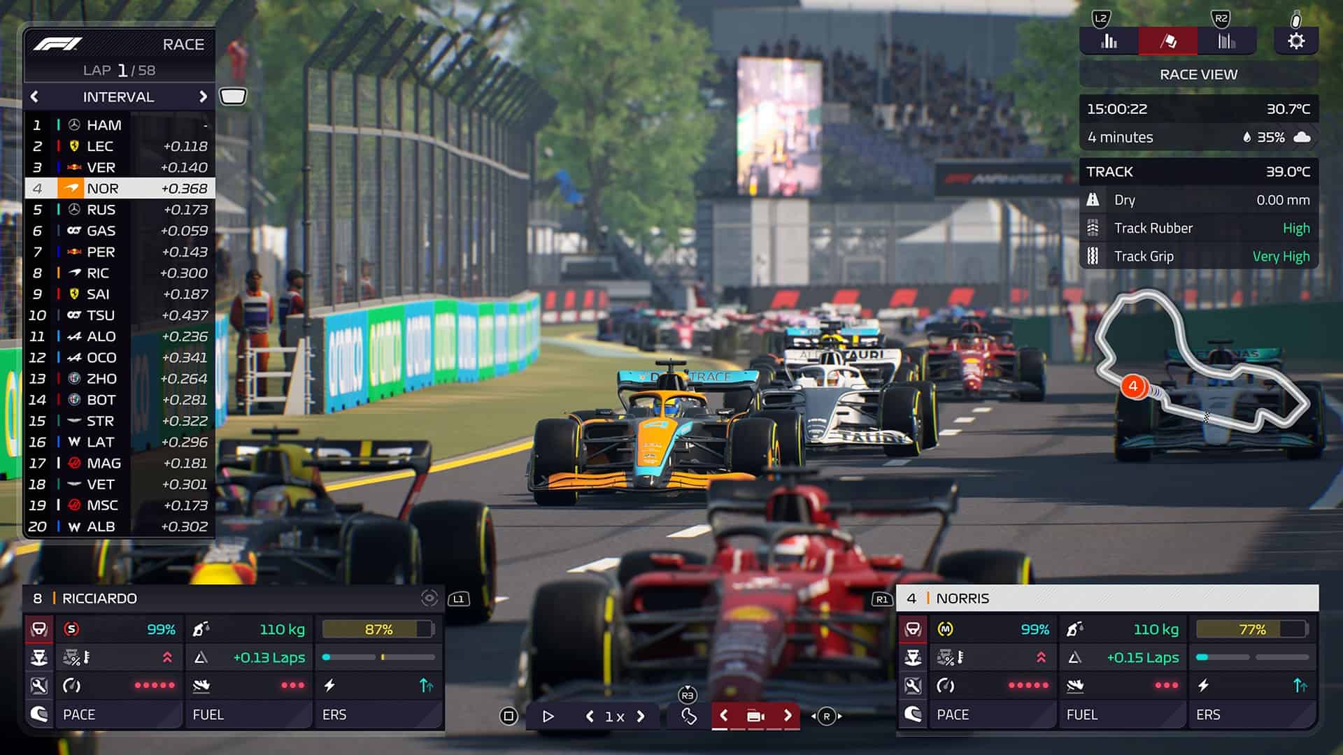 F1 Manager 2022, raceday in-race gameplay