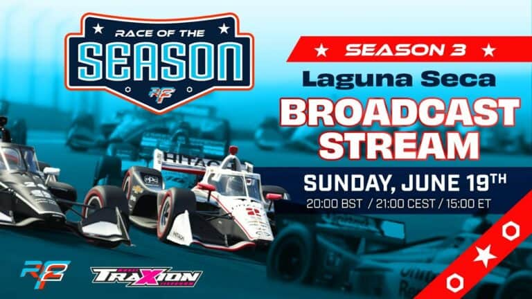 WATCH: rFactor 2 Race of the Season 3, Laguna Seca – LIVE on Traxion.GG