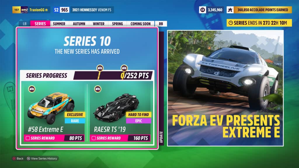 Forza Horizon 5 Series 10 Festival Playlist, Summer Wet Season, Series rewards