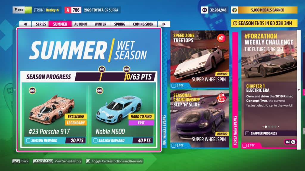 Forza Horizon 5 Series 10 Festival Playlist, Summer Wet Season, rewards