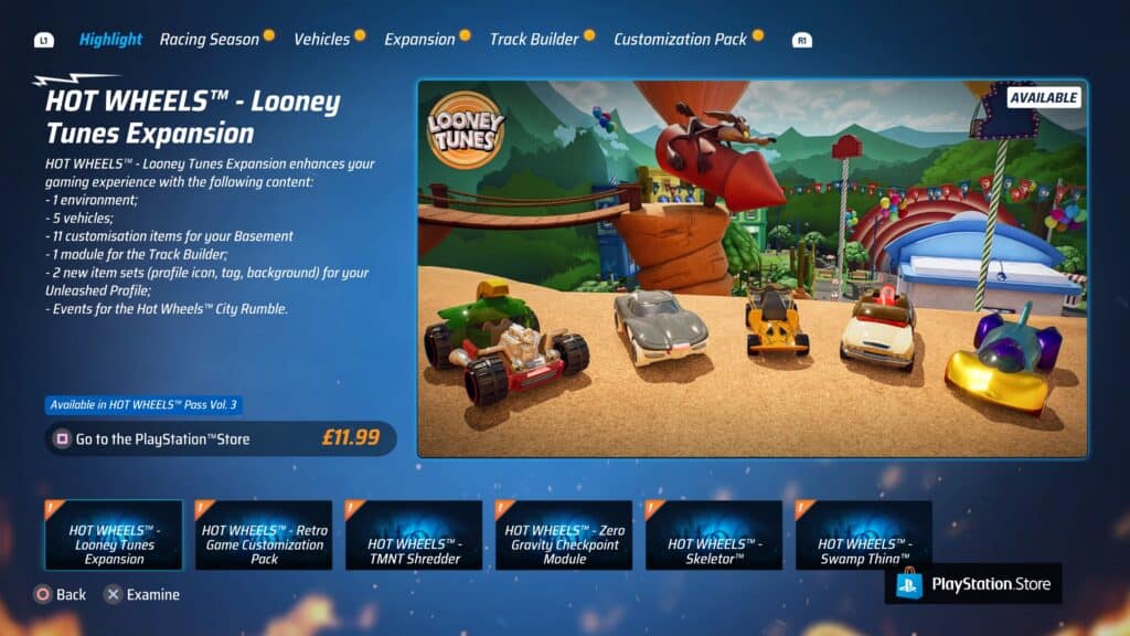 Looney Tunes Expansion Hot Wheels Unleashed in-store