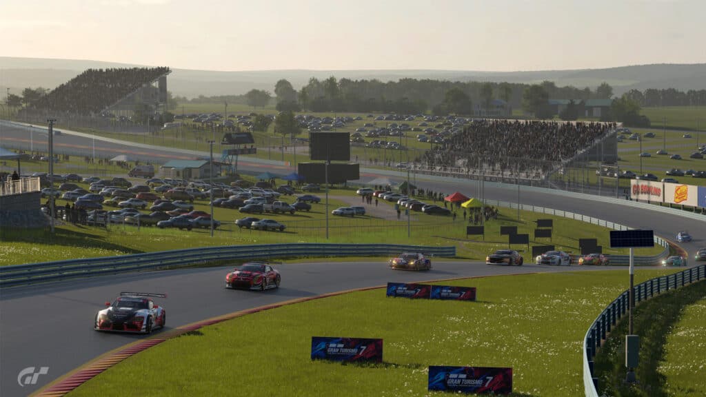 Igor Grada leads in the early stages, 2022 Gran Turismo Manufacturers Cup race at Watkins Glen