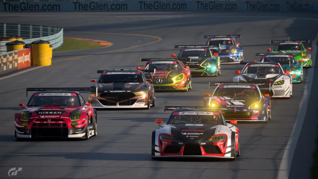 Start, 2022 Gran Turismo Manufacturers Cup race at Watkins Glen