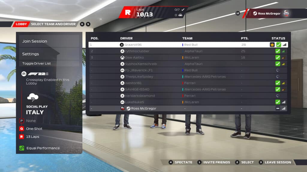 F1 22 cross-platform multiplayer