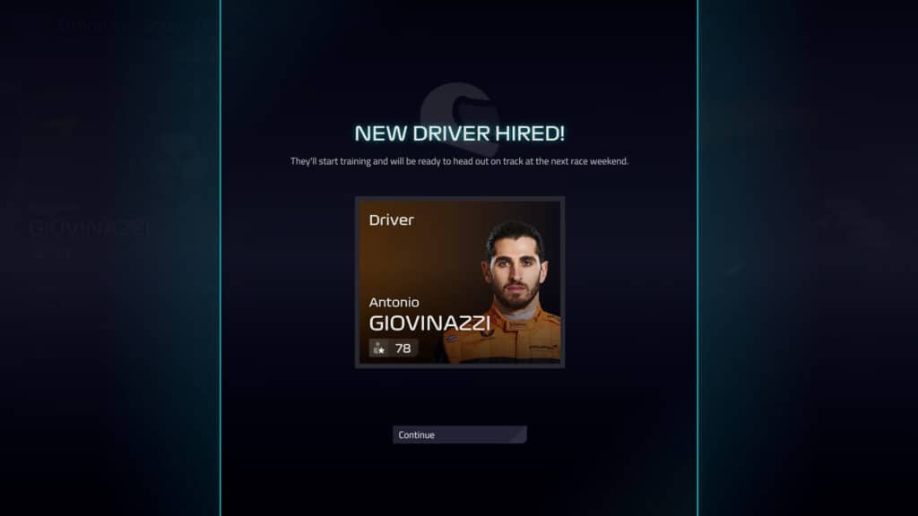 F1 Manager 2022 - New driver successfully hired
