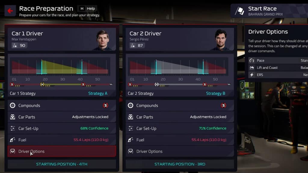 F1 Manager 2022 driver options