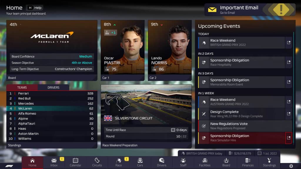 F1 Manager 2022 centras