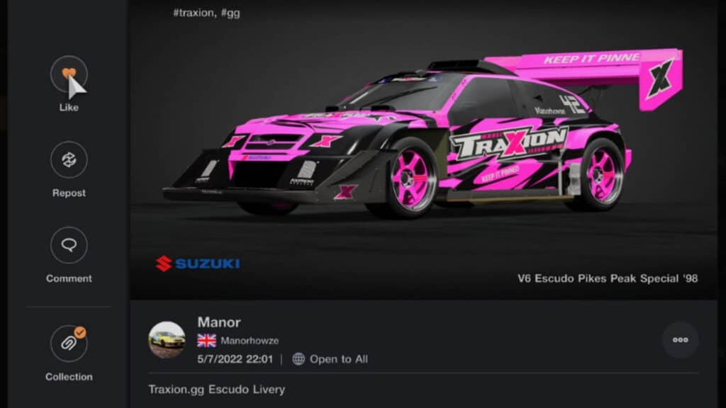 Gran Turismo 7 - adding a style to your collection, downloading a livery