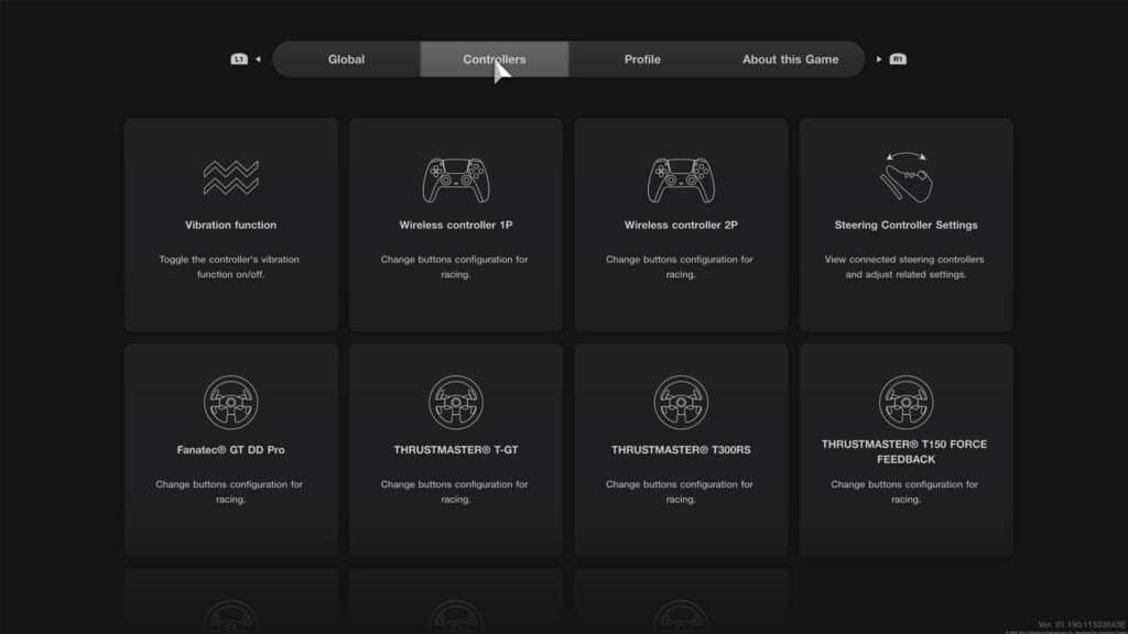 Gran Turismo 7, controllers options