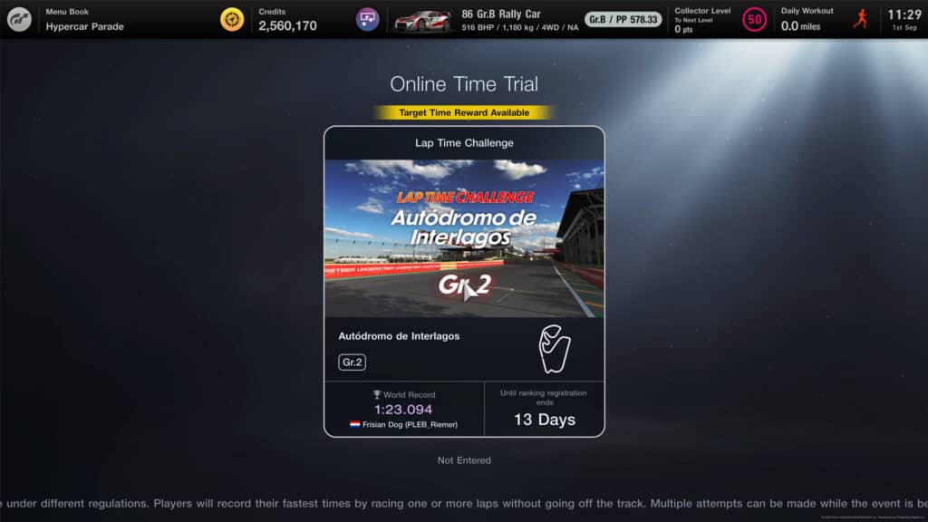 Gran Turismo 7's Lap Time Challenge, 1st - 15th September:
