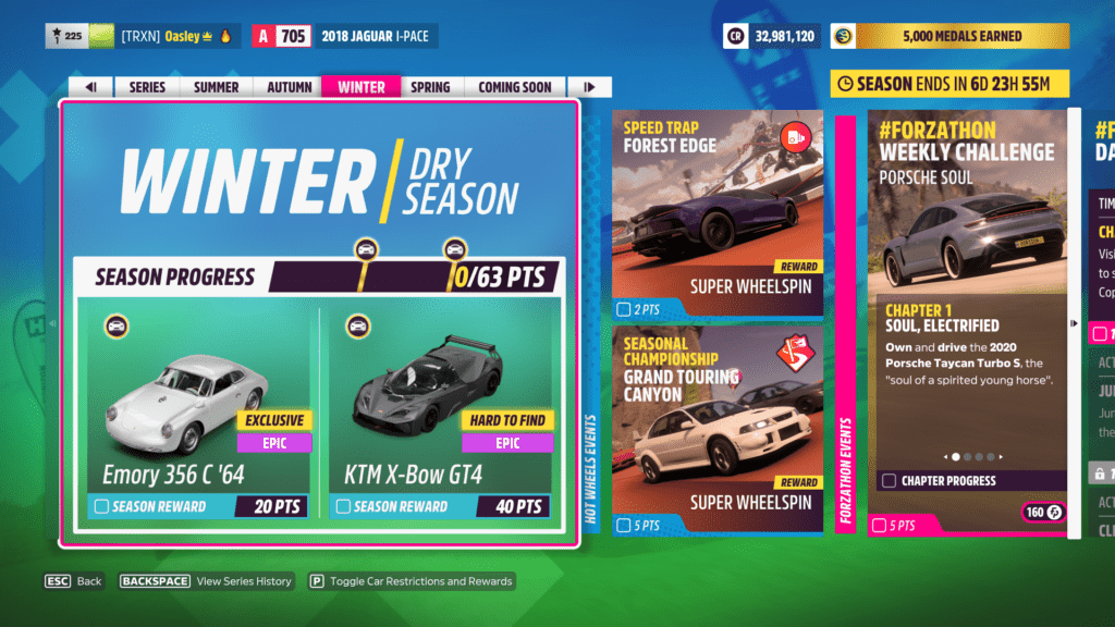 Forza Horizon 5, Series 10, Winter, Dry, Festival Playlist prize cars