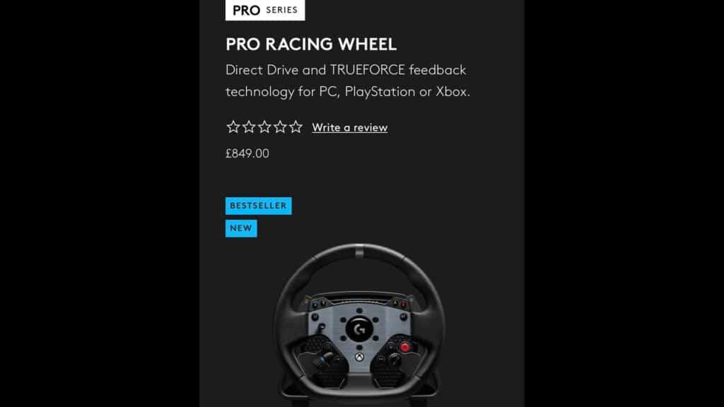 The price of the Logitech G PRO Racing Wheel and Pedals increases by £200 after just two days