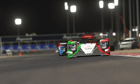 two LMP2 cars at Bahrain Le Mans Virtual Series