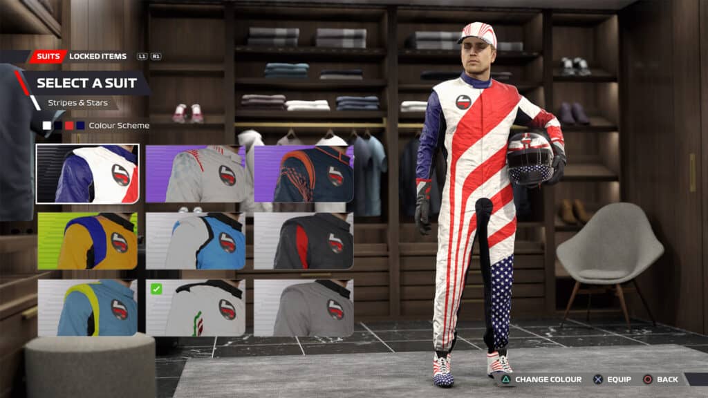 F1 22 Stars and Stripes select a suit