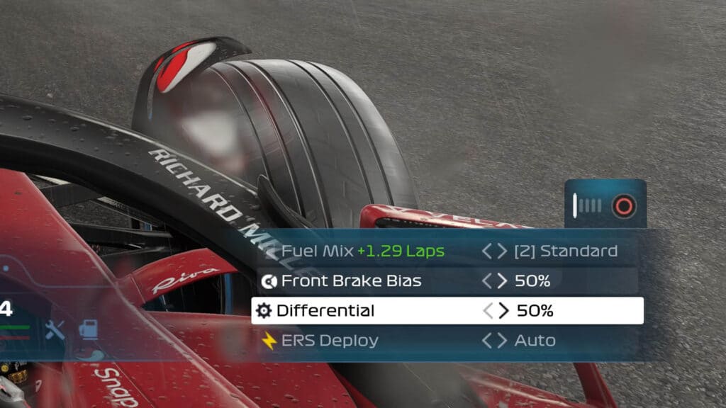 F1 22 brake bias and differential settings