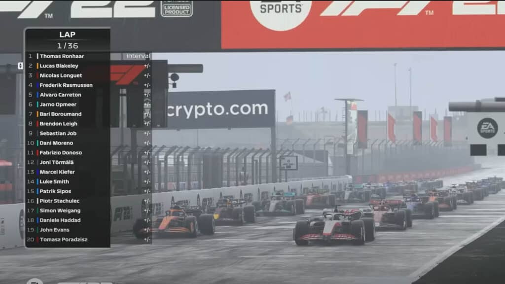 F1 Esports Series Pro, 2022 Race 6 Zandvoort, start