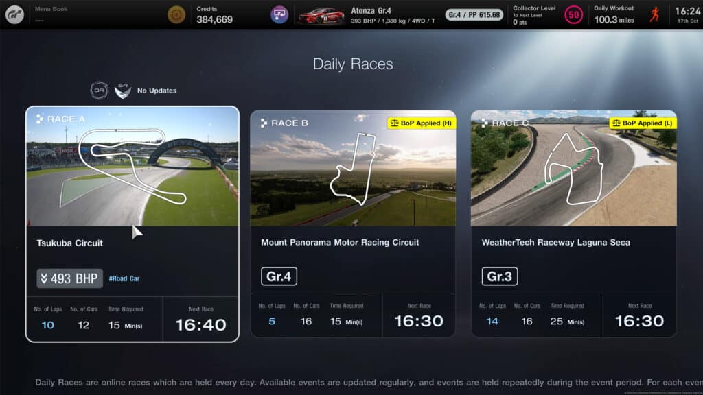 Gran Turismo 7 Daily Races, w-c 17th October 2022