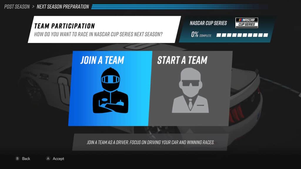 NASCAR Rivals career options
