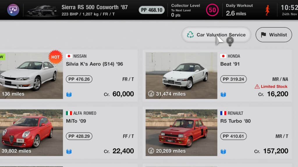 Gran Turismo 7 Car Valuation Service icon select