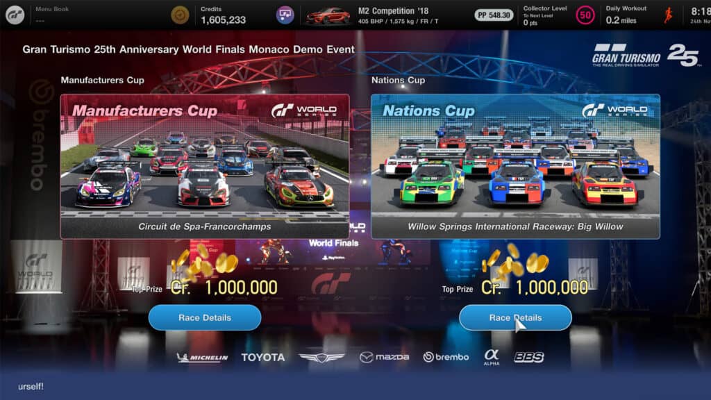 Gran Turismo 7 limited-time 25th Anniversary World Finals races 