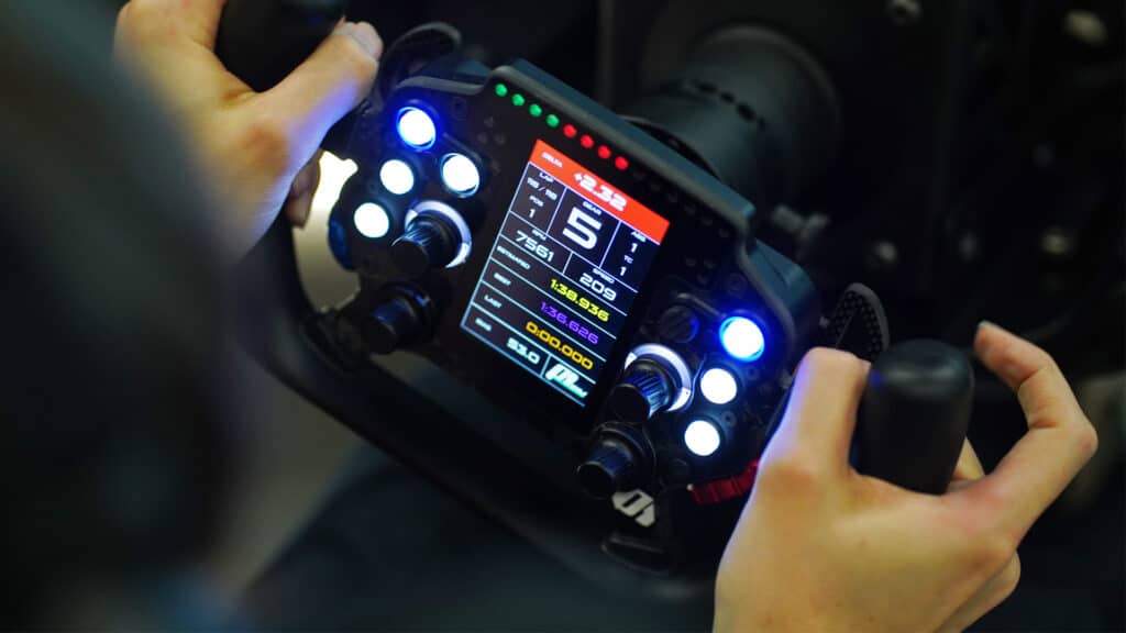 The P1Sim Arnage steering wheel has a portrait display just like your smartphone