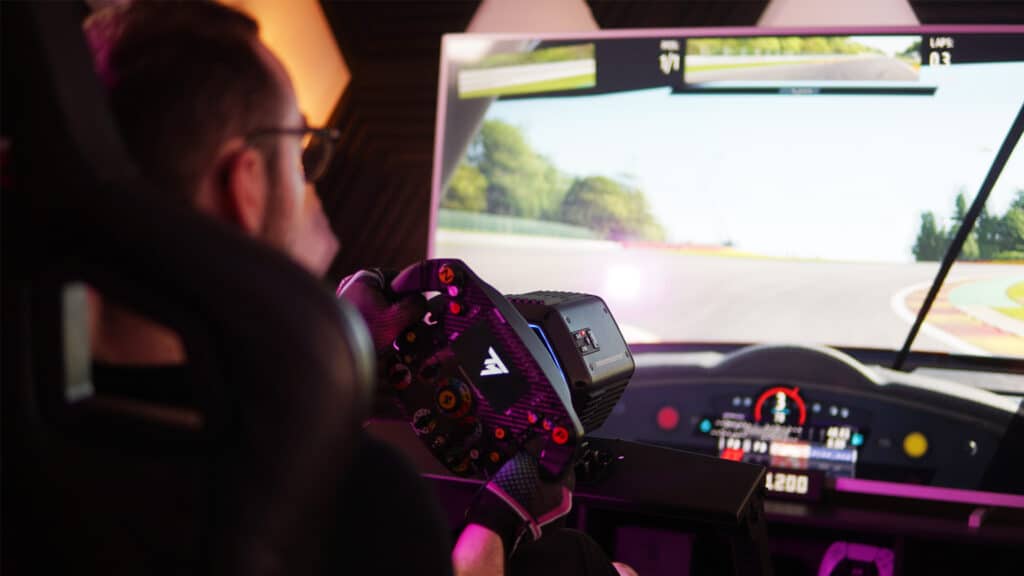 Thrustmaster T818 wheel base in use
