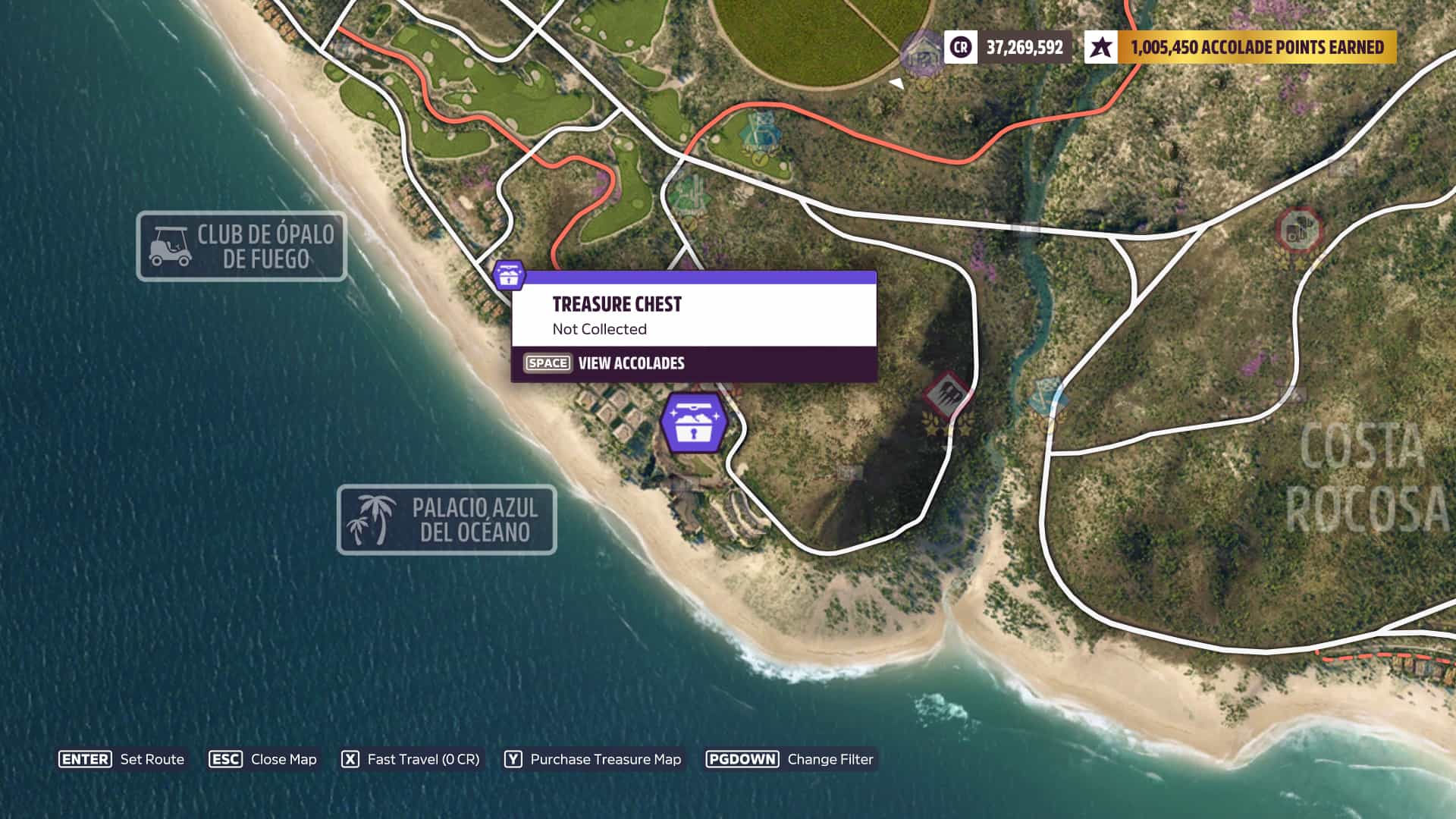 Forza Horizon 5 Star of Arion Treasure Chest Location Map