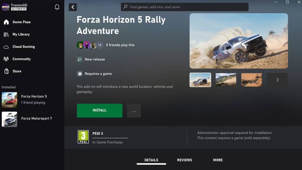 Forza Horizo​​n 5 Xbox Rally Adventure安裝DLC