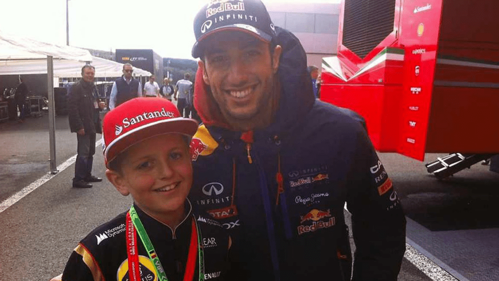 Jed with Belgium GP winner Daniel Ricciardo, via Shropshire Star