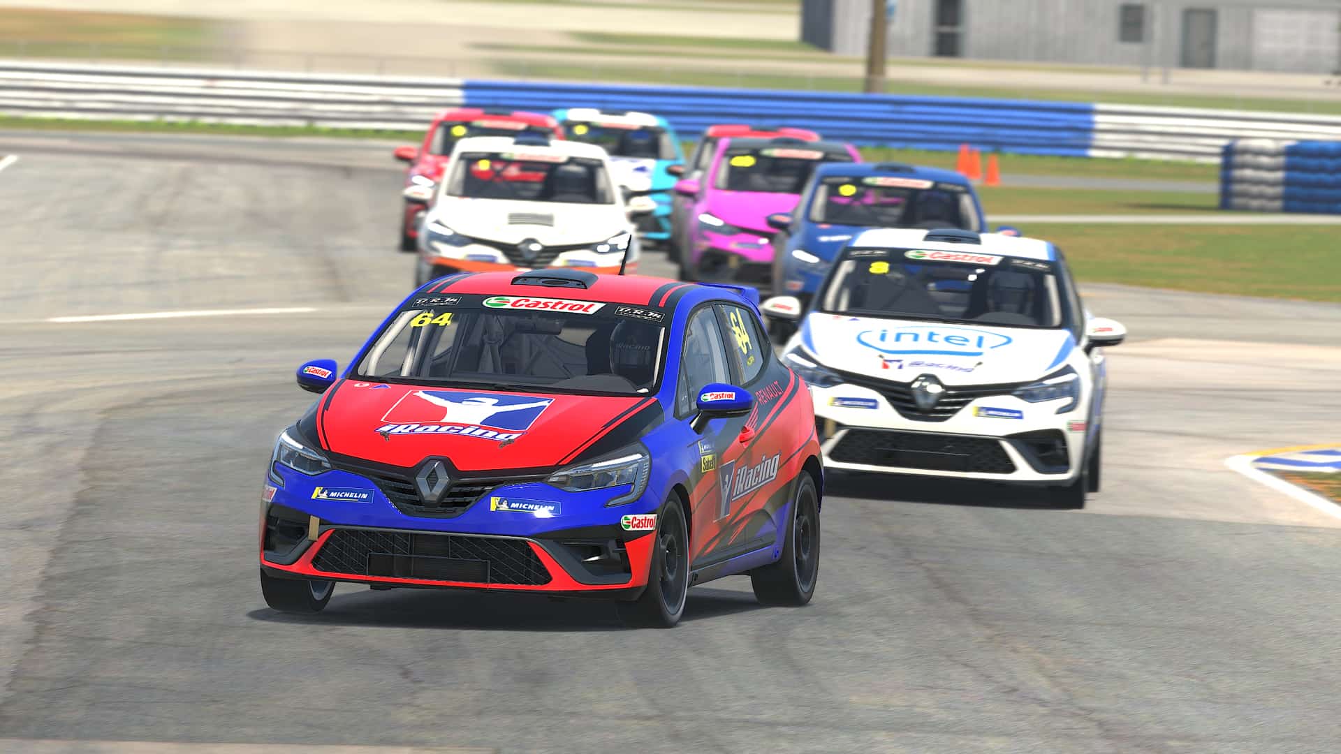 a pack of Renault Clio cup cars on iracing