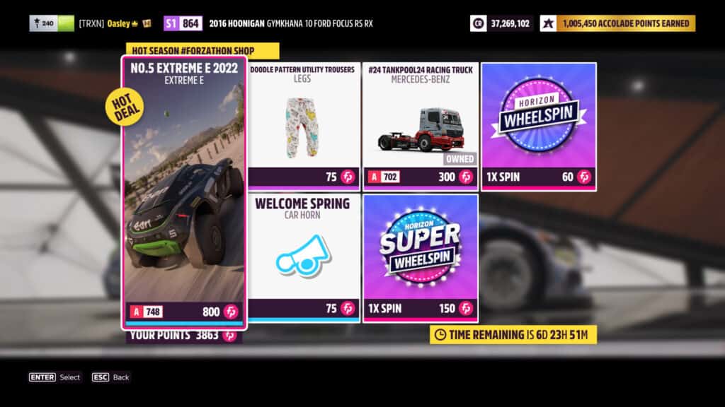 Forza Horizon 5 Week 18 Season 4 Forzathon Shop