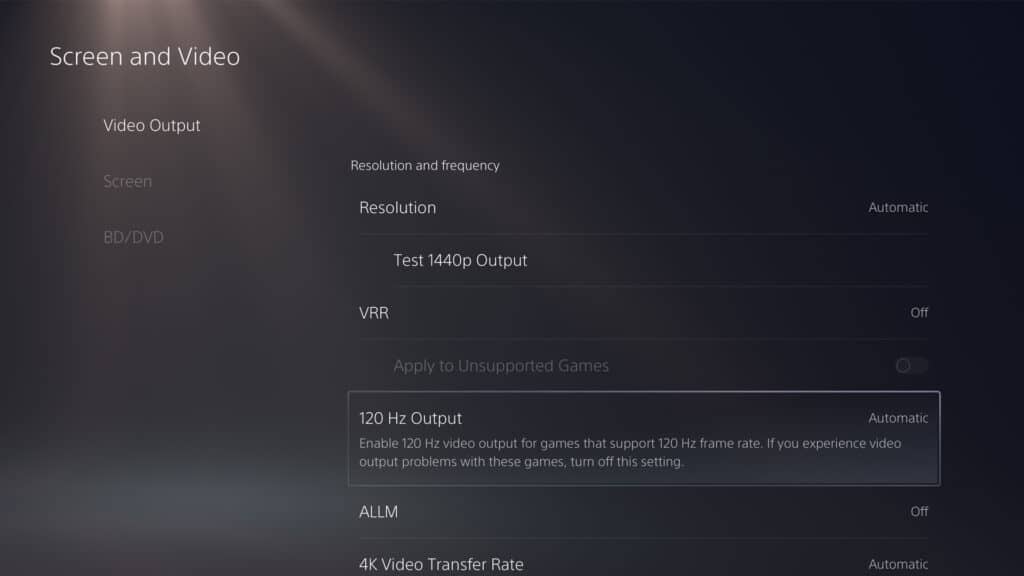PlayStation 5, PS5, 120 Hz fps settings