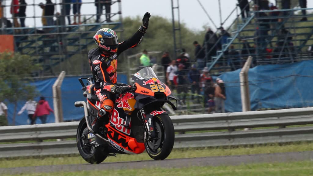 Brad Binder, Red Bull KTM Factory Racing, wins Argentinian GP sprint, 2023 - Gold and Goose, Motorsport Images