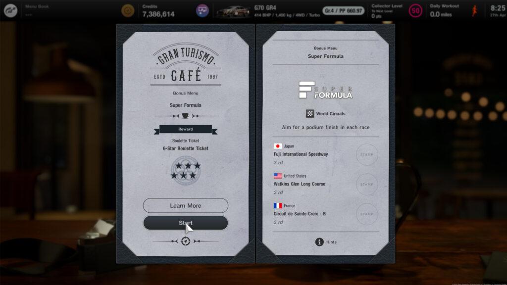 Gran Turismo 7 Cafe Menu Book Super Formula