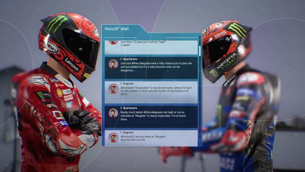Rivalité de carrière MotoGP 23 et flux de médias sociaux